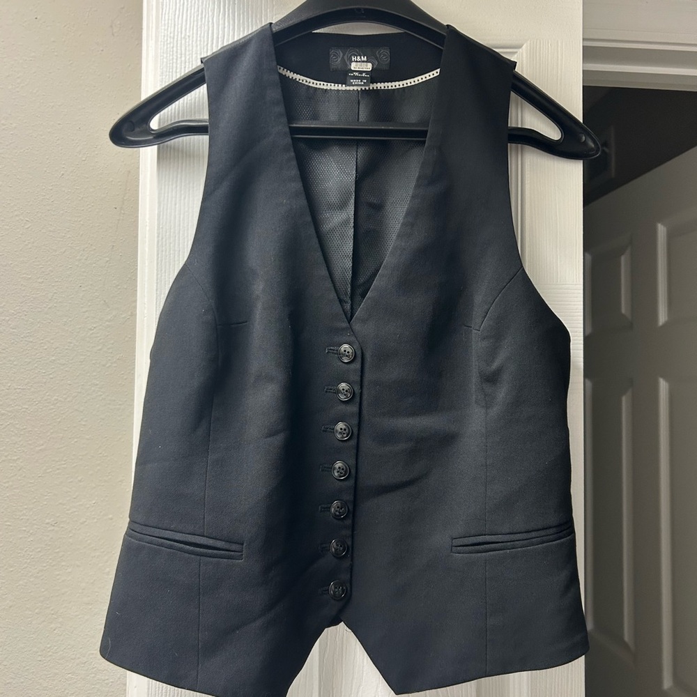 H&M Black Jacket with Rose Detail - Black